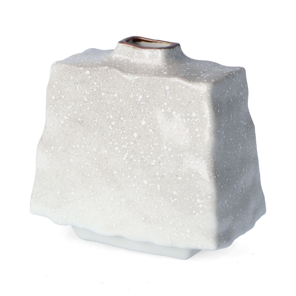 Vase plat trapèze « deux moineaux sous la neige » · Nakamura Tōshito (vue 5)
