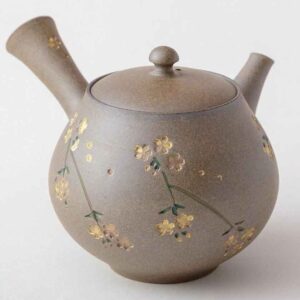 Théière kyusu yakishime « cerisiers dorés », 270 cc · Tsuzuki Takao « Seihō »