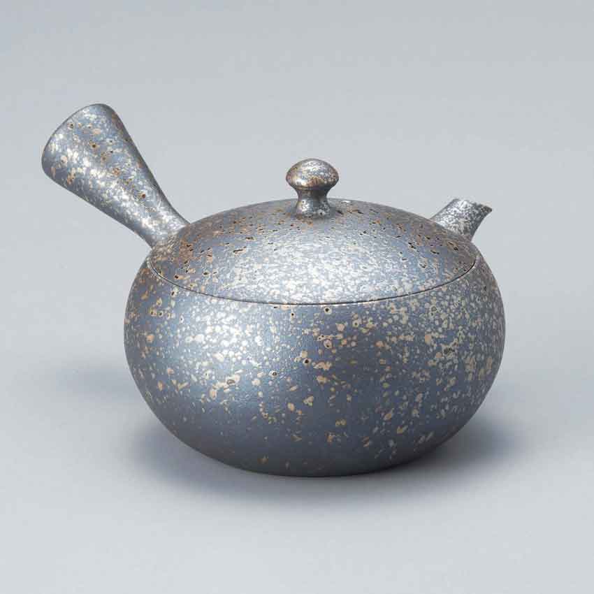 Théière kyusu plate glaçure cendre, 160 cc · Fujita Tokuta (vue 2)