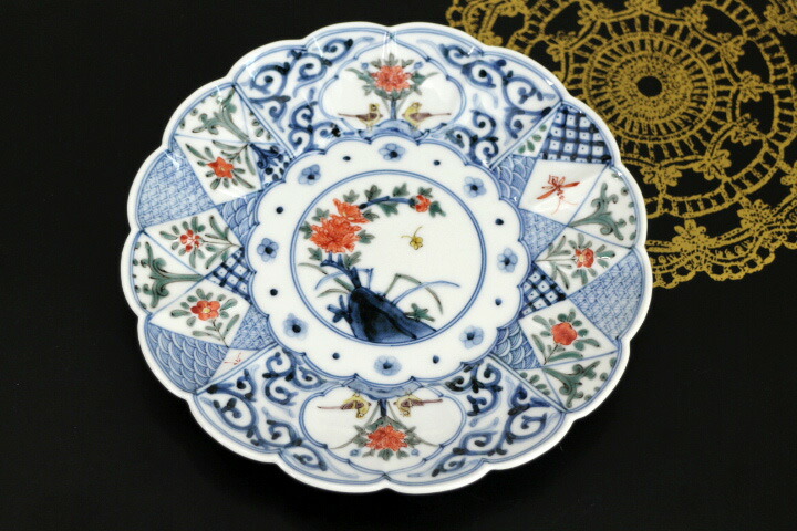 Assiette 16,5 cm « fleurs et oiseaux », coffret bois · Yamamoto Chōza (vue 3)