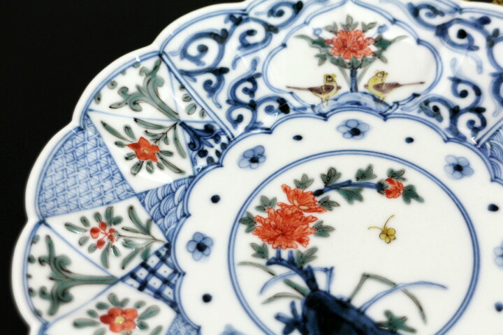 Assiette 16,5 cm « fleurs et oiseaux », coffret bois · Yamamoto Chōza (vue 4)